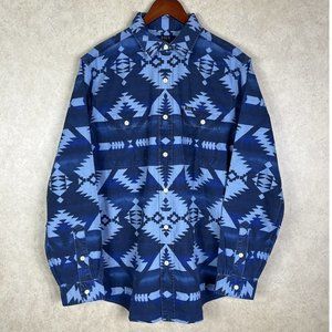 Polo Ralph Lauren NEW Men’s Indigo Blue Western Aztec Tribal Button Shirt Size L